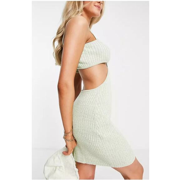 New ~ 4TH & RECKLESS ~ Sicily Cut-Out Halter Knitted Mini Dress Size M VISCOSE - Picture 2 of 10